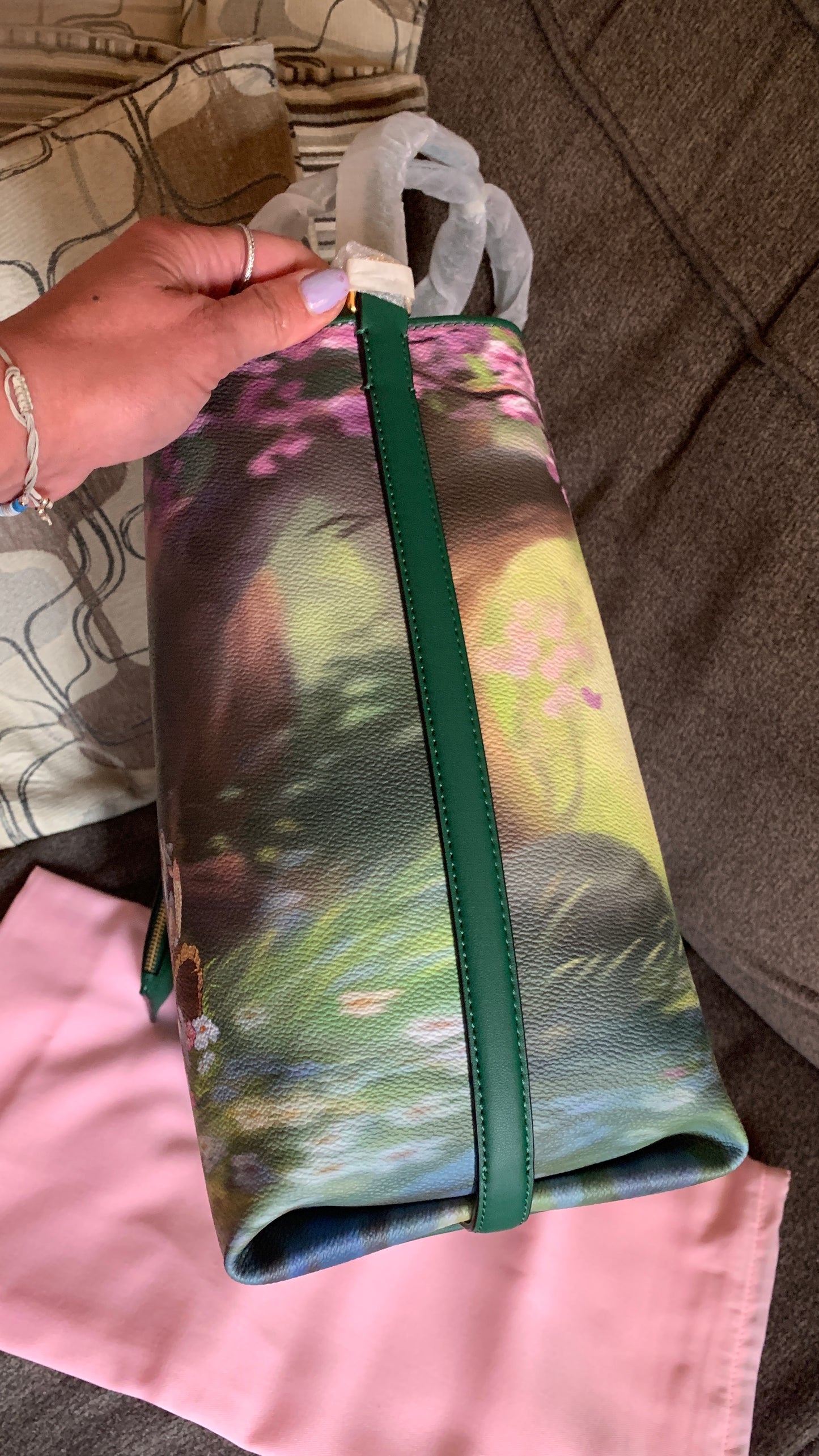 Authentic KATE SPADE Coated leather/smooth leather BAMBI tote/wristlet Ruby Luxury