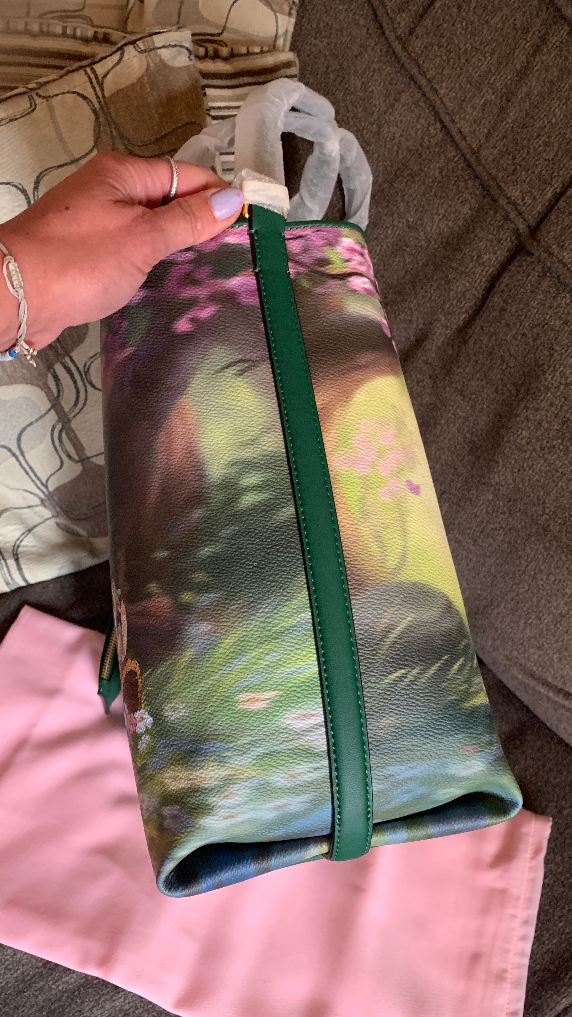 Authentic KATE SPADE Coated leather/smooth leather BAMBI tote/wristlet Ruby Luxury