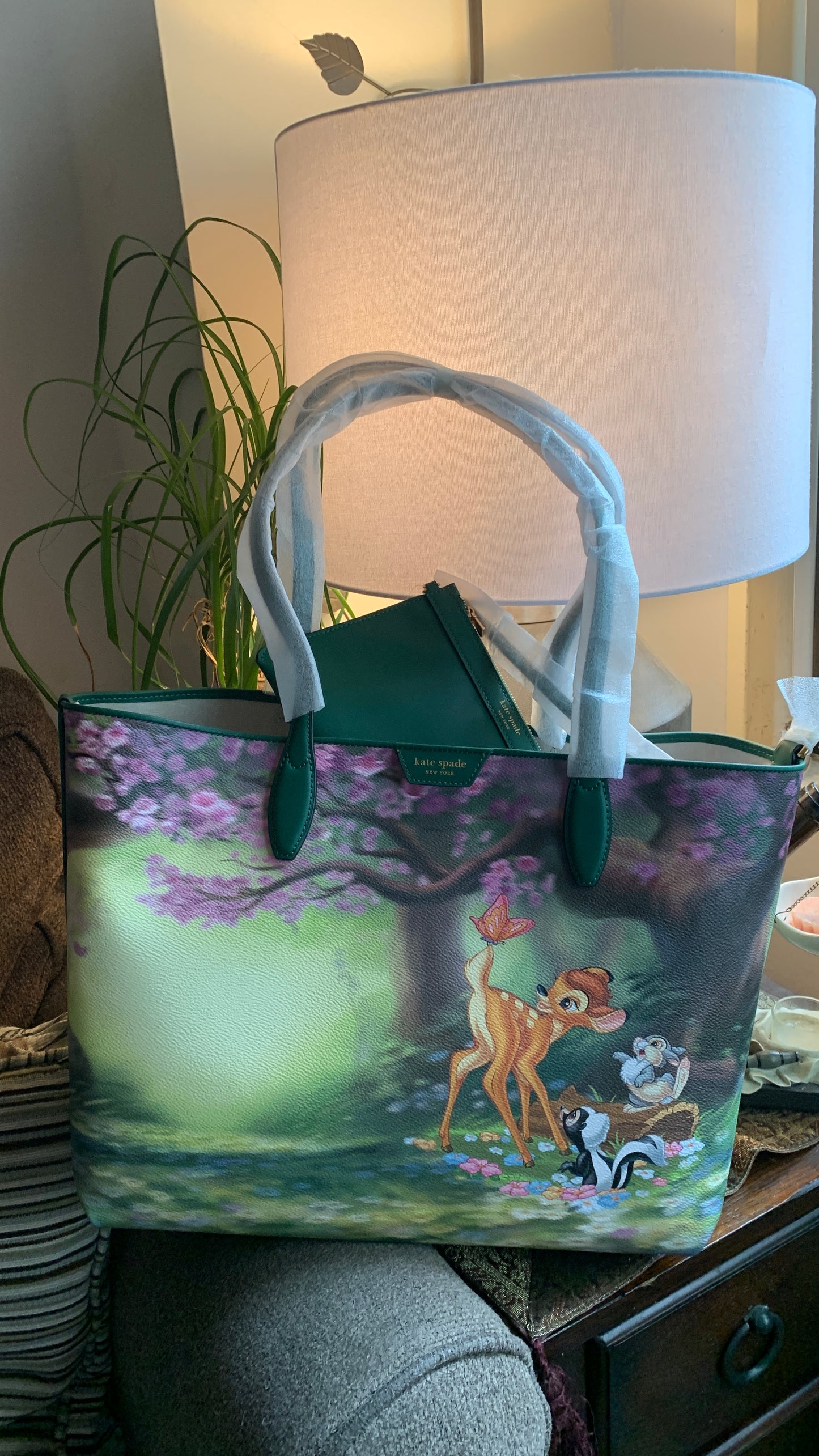 Authentic KATE SPADE Coated leather/smooth leather BAMBI tote/wristlet Ruby Luxury