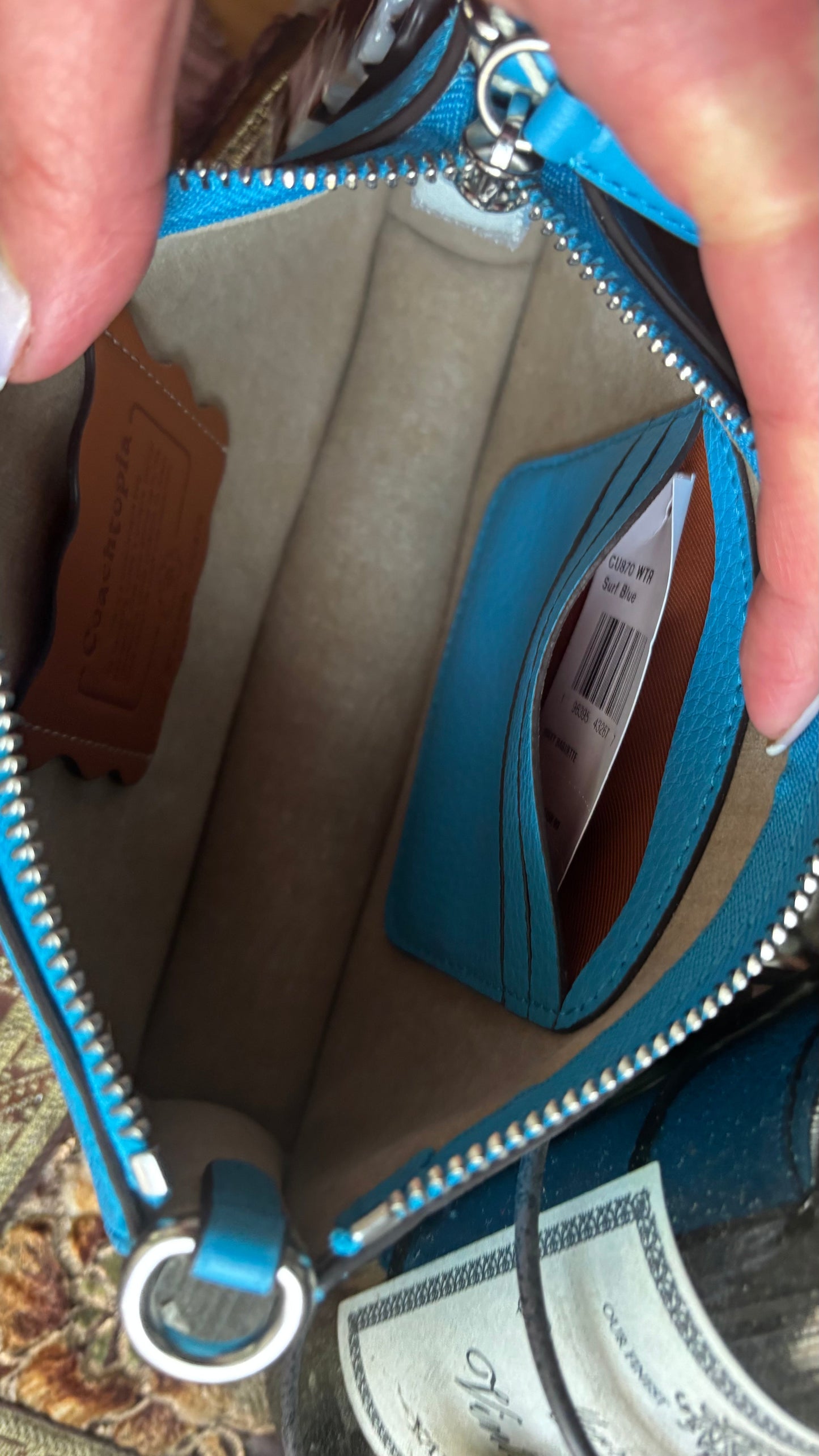 Authentic CoachTopia blue Leather zip curved Shoulder Bag Ruby Luxury