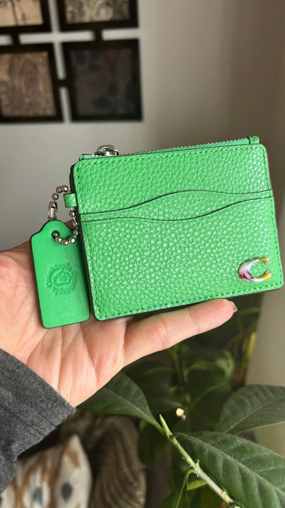 COACHTOPIA Green Leather Card Holder and Keychain