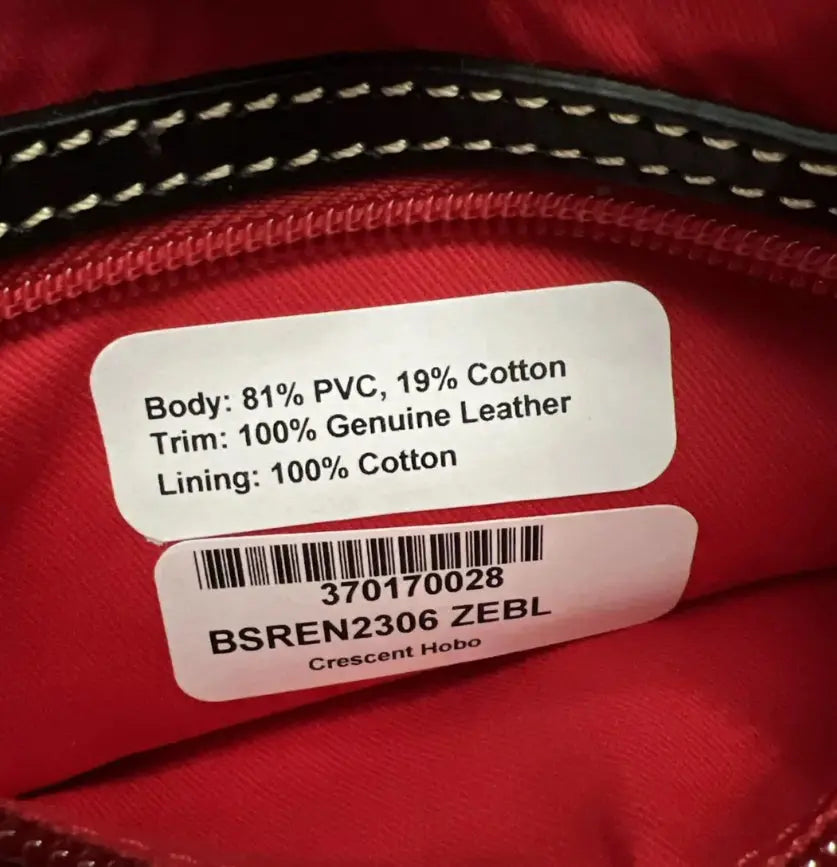 Authentic Dooney & Bourke leather Zebra Print zip top shoulder Bag Ruby Luxury