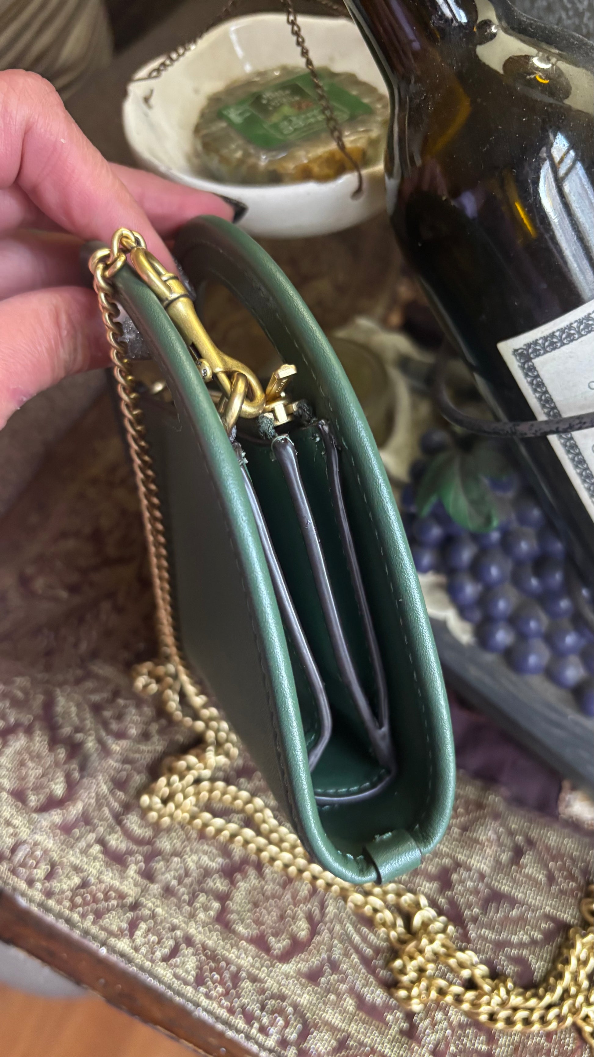 Authentic COACH 1941 Elegant Green Glovetanned leather Chain Shoulder Bag/Wallet/clutch Ruby Luxury