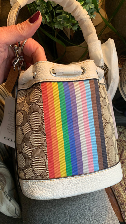 Coach Rainbow Signature Drawstring Crossbody
