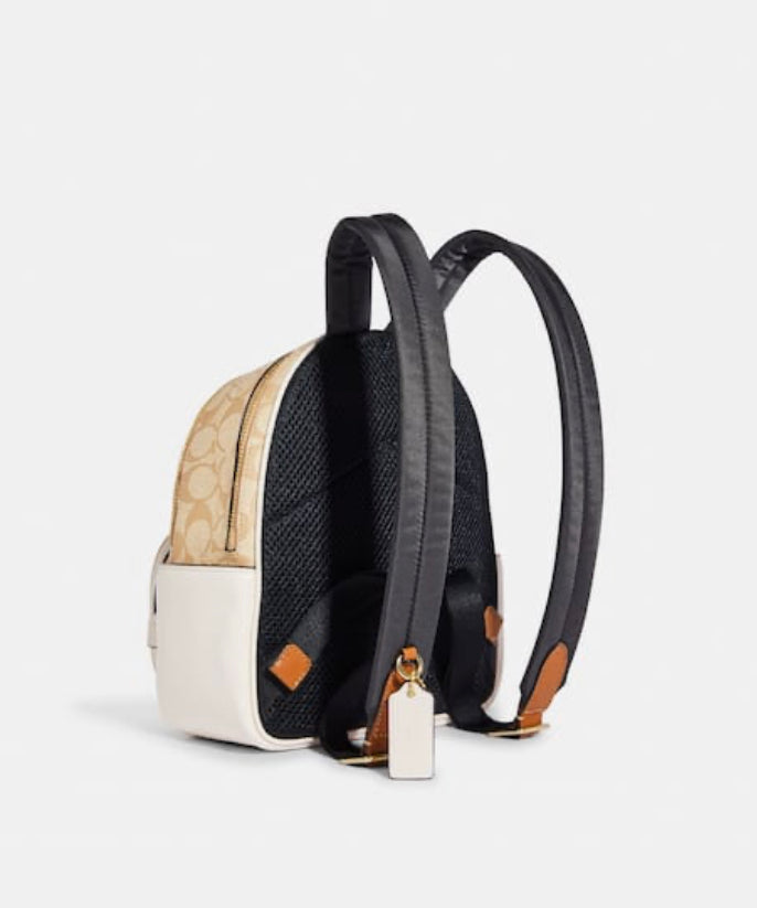 Authentic COACH Leather /coated signature canvas 2 zips Sm backpack Ruby Luxury