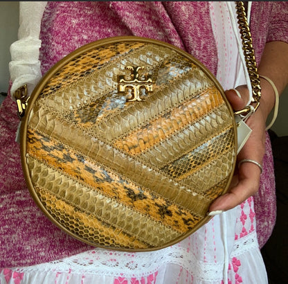 Tory Burch Kira Snakeskin Circle Crossbody