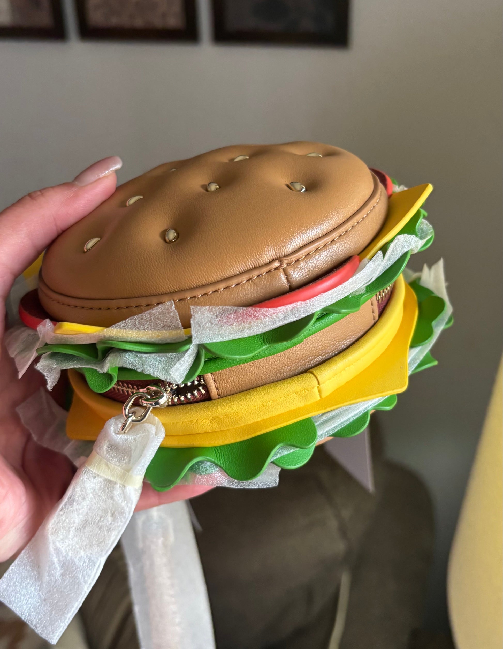 Authentic Kate spade Leather Burger zip around embellished Crossbody Ruby Luxury