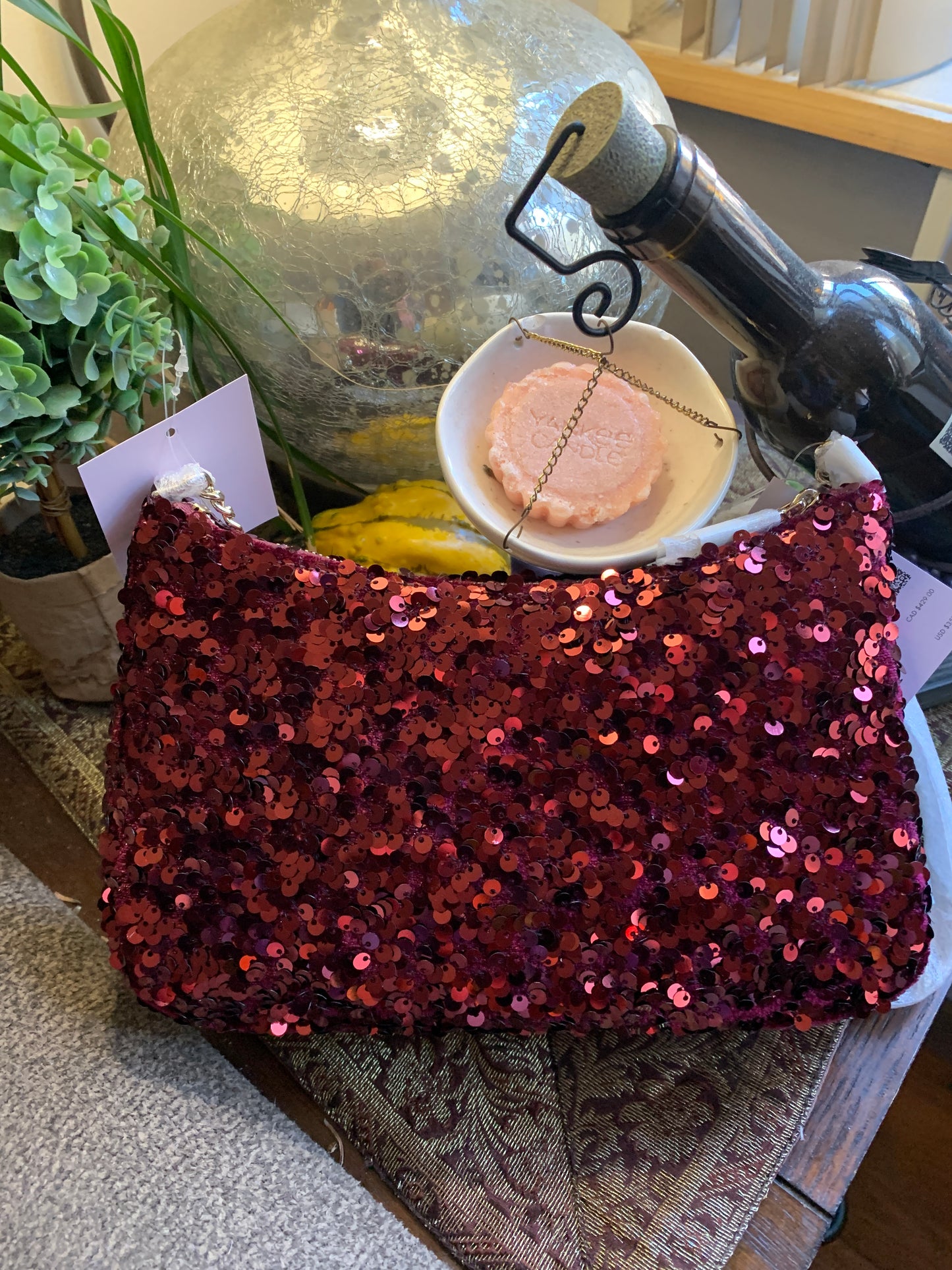 Authentic KATE SPADE Sequins top zip Clutch/shoulder/Crossbody Ruby Luxury