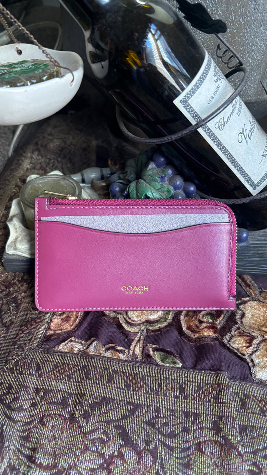 Authentic COACH 1941 calf leather zip around card holder Ruby Luxury