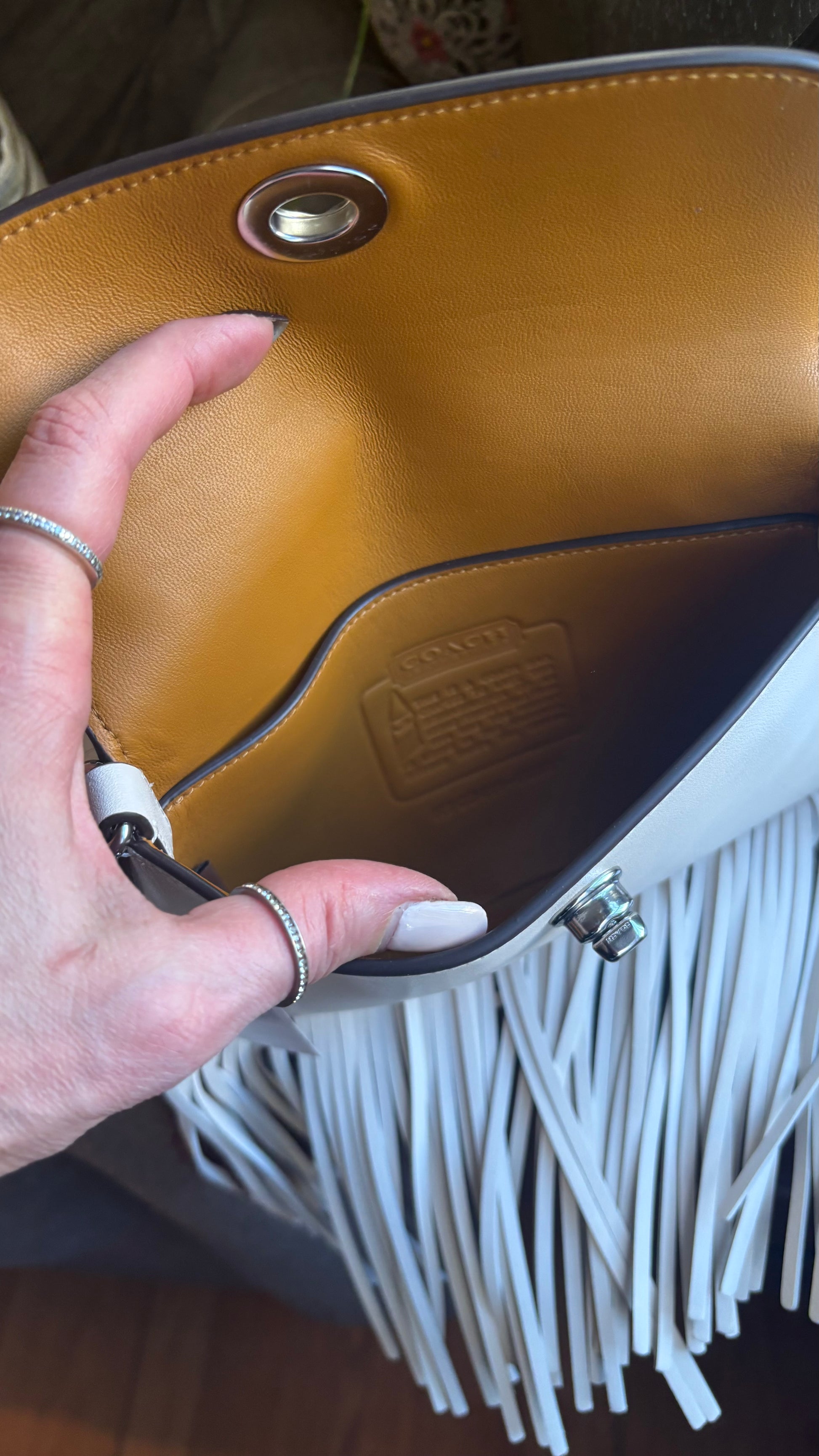 Authentic COACH 1941 Glovetanned leather Fringe turnlock flap Crossbody Bag Ruby Luxury