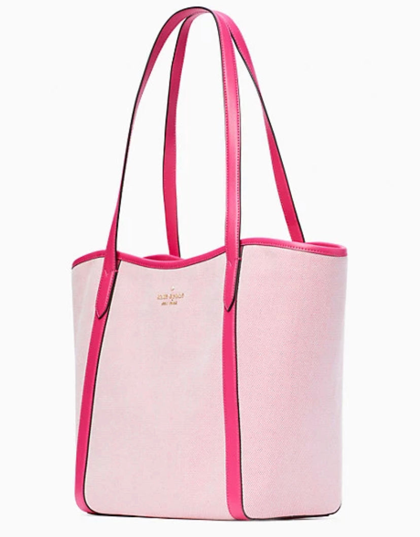 Authentic KATE SPADE Leather/canvas zip tote Ruby Luxury