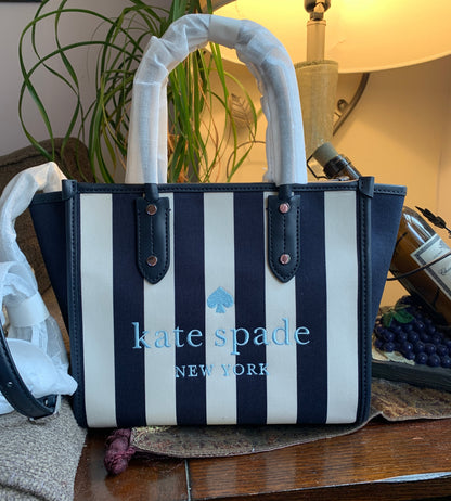 Kate Spade Striped Canvas and Leather Satchel