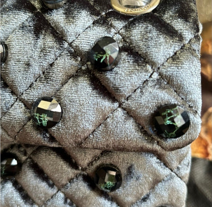 Authentic KURT GEIGER LONDON Velvet multi coloured crystals magnetic closure convertible Crosby/Shoulder bag Ruby Luxury