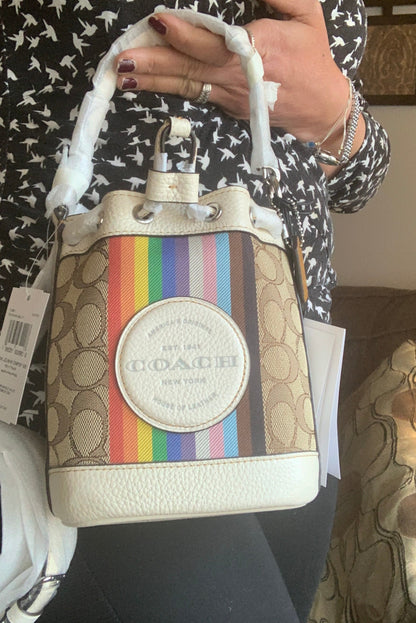 Coach Rainbow Signature Drawstring Crossbody