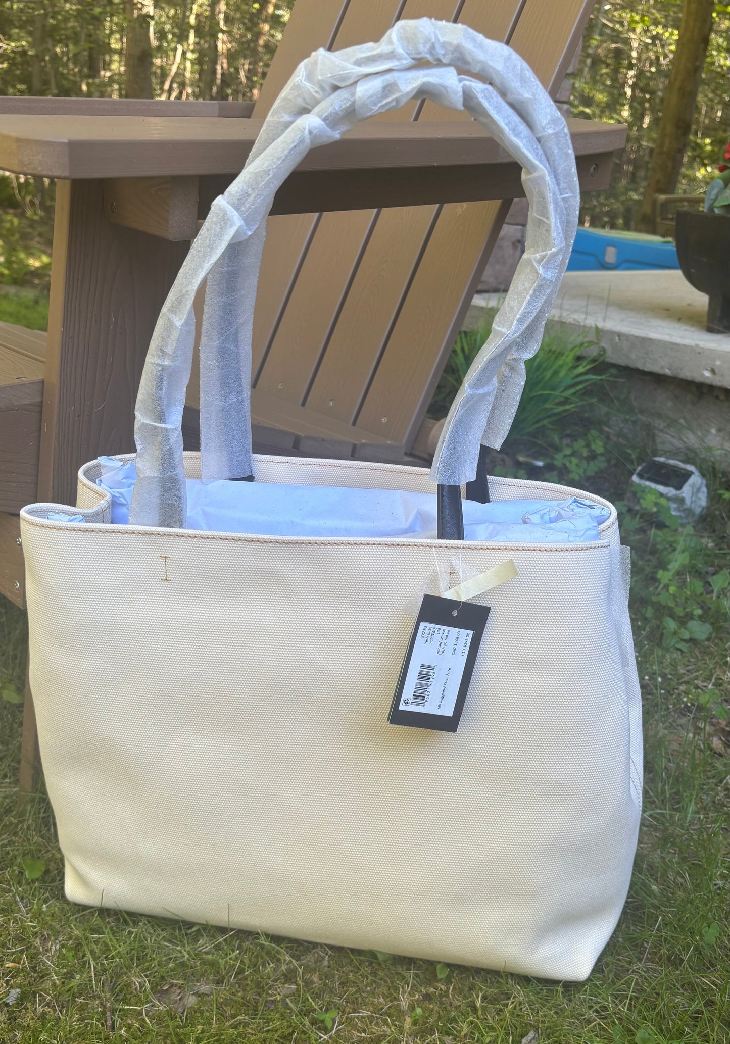 Authentic Kate Spade thick canvas/leather floral snap sides Large Tote Ruby Luxury