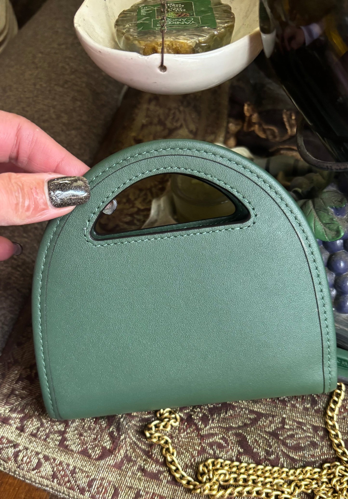 Authentic COACH 1941 Elegant Green Glovetanned leather Chain Shoulder Bag/Wallet/clutch Ruby Luxury