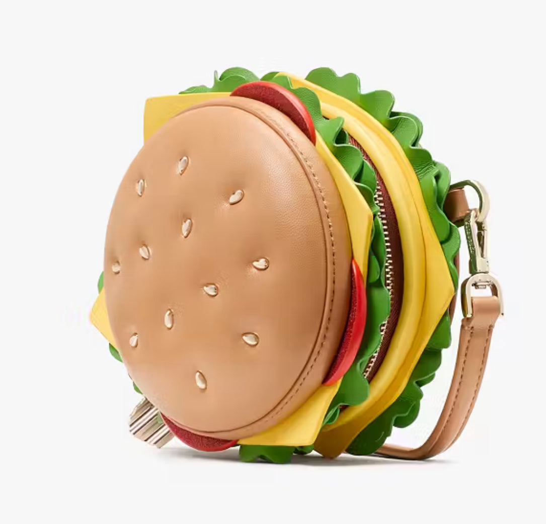 Authentic Kate spade Leather Burger zip around embellished Crossbody Ruby Luxury