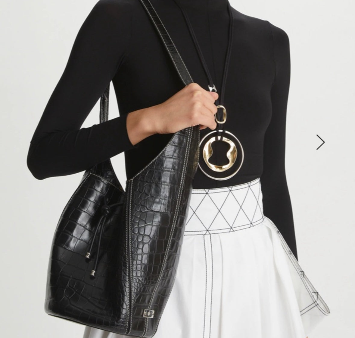 Authentic TORY BURCH CALF leather drawstrings bucket bag Ruby Luxury