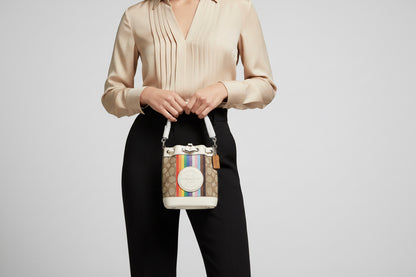Coach Rainbow Signature Drawstring Crossbody