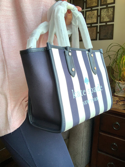 Kate Spade Striped Canvas and Leather Satchel