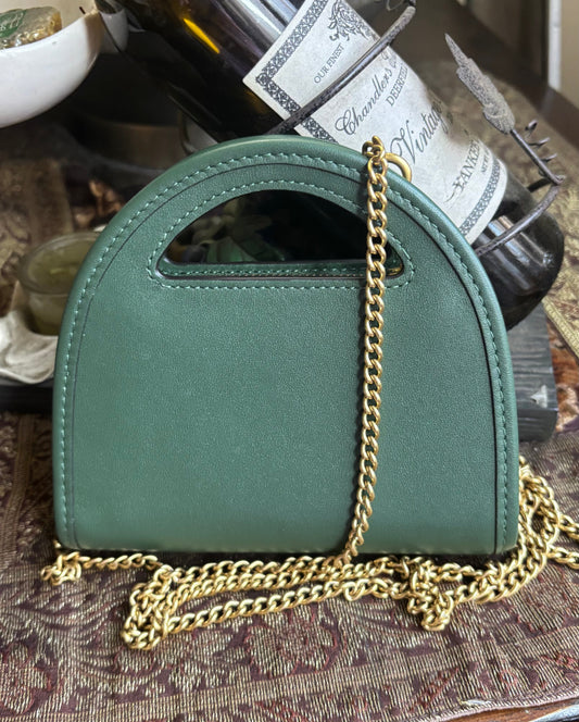 Authentic COACH 1941 Elegant Green Glovetanned leather Chain Shoulder Bag/Wallet/clutch Ruby Luxury