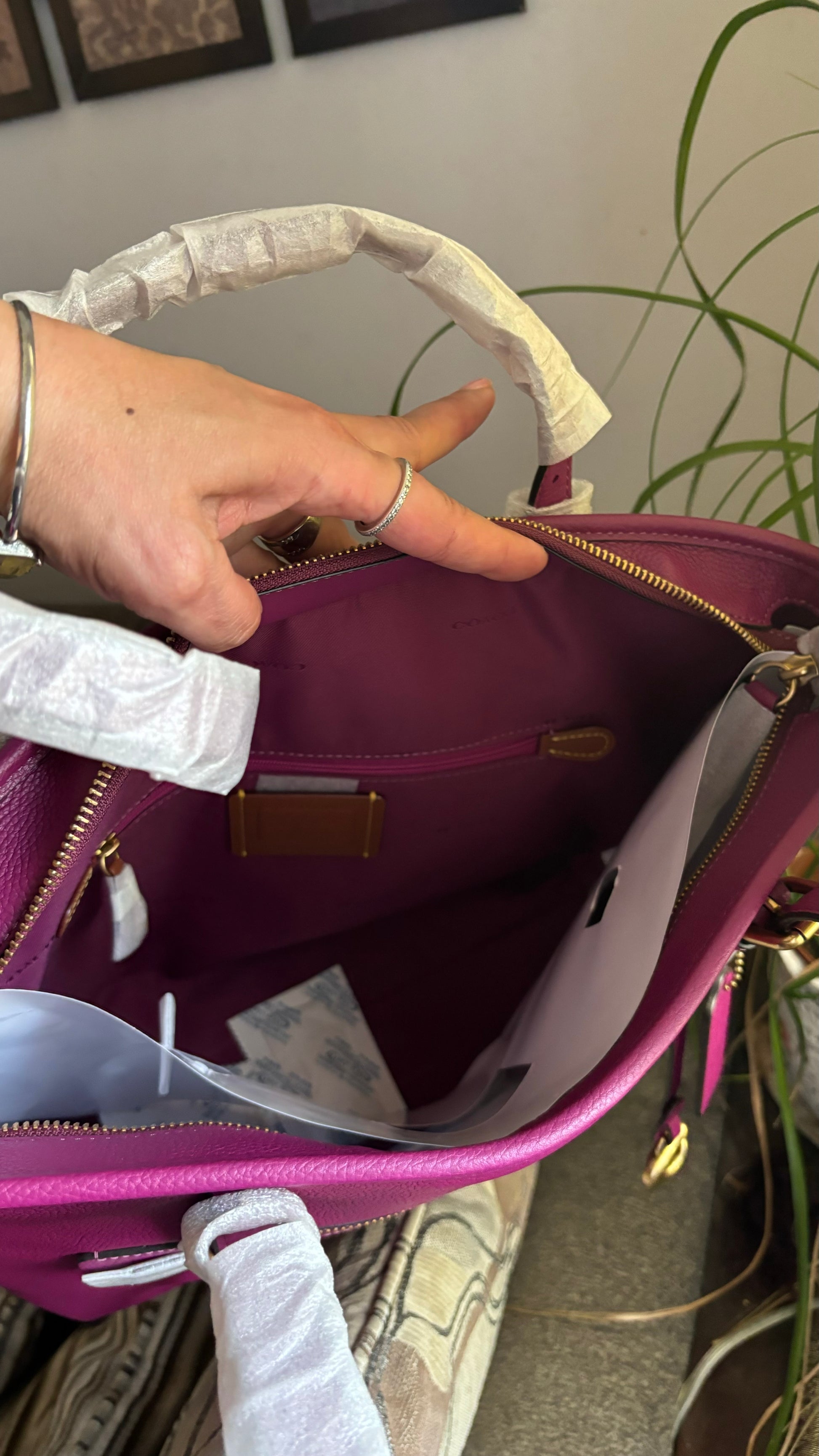 Authentic COACH 1941 pebbled leather zip top Tote Ruby Luxury