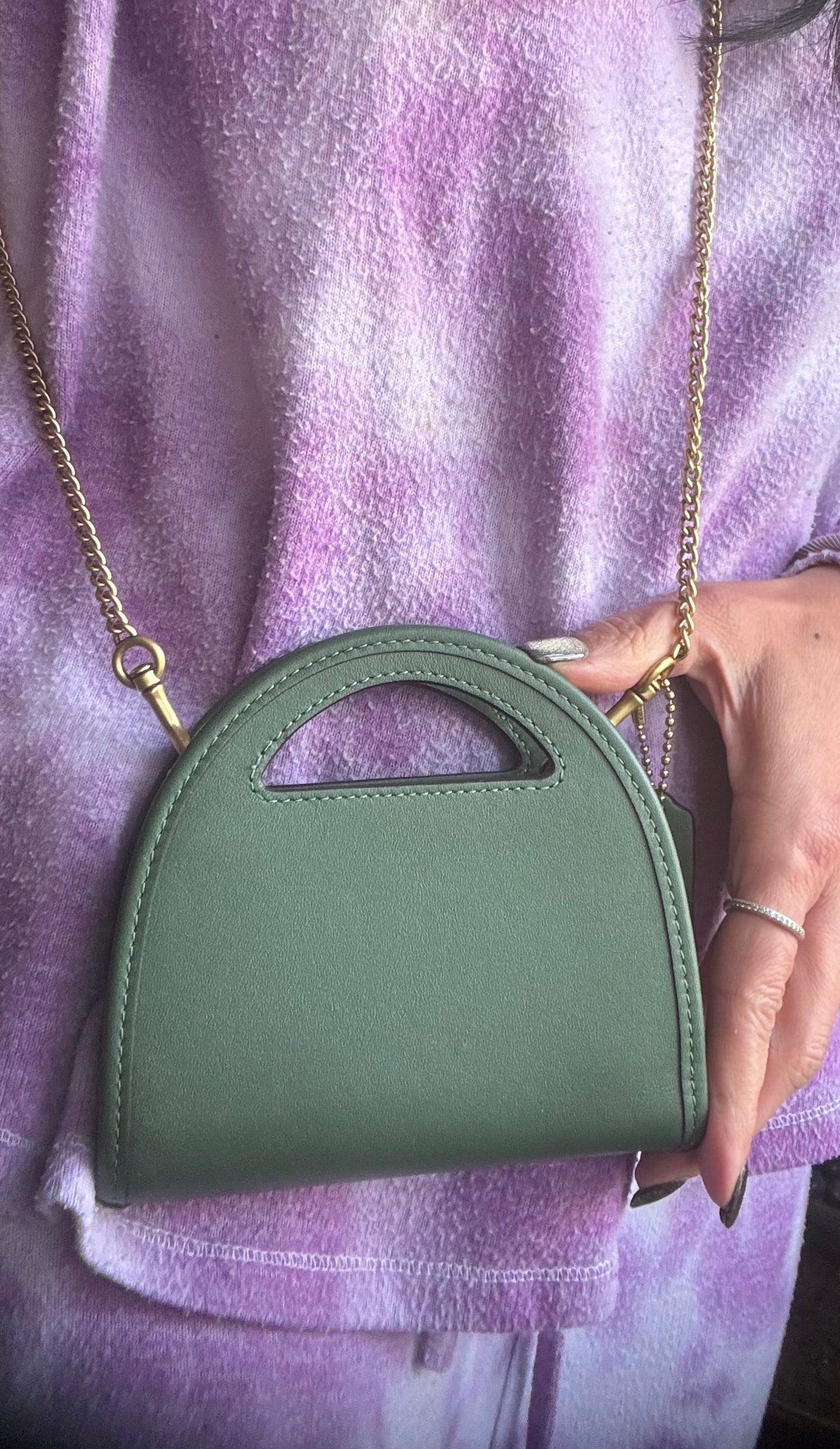 Authentic COACH 1941 Elegant Green Glovetanned leather Chain Shoulder Bag/Wallet/clutch Ruby Luxury