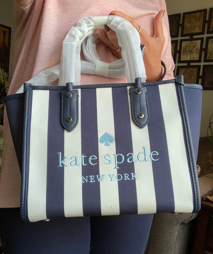 Kate Spade Striped Canvas and Leather Satchel