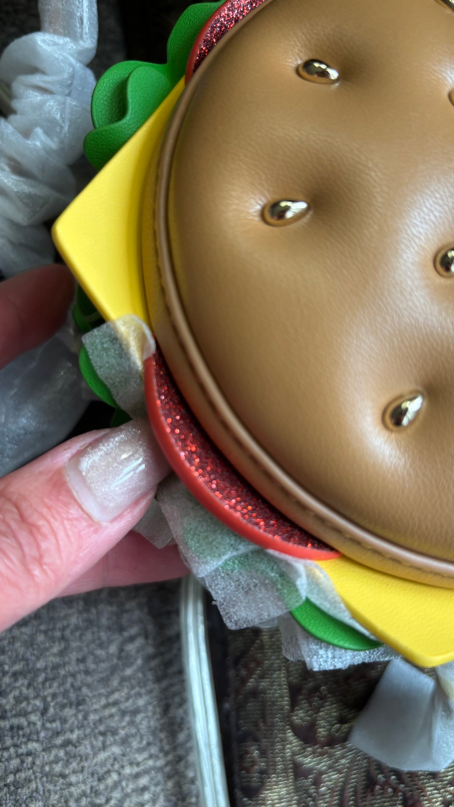 Authentic Kate spade Leather Burger zip around embellished Crossbody Ruby Luxury