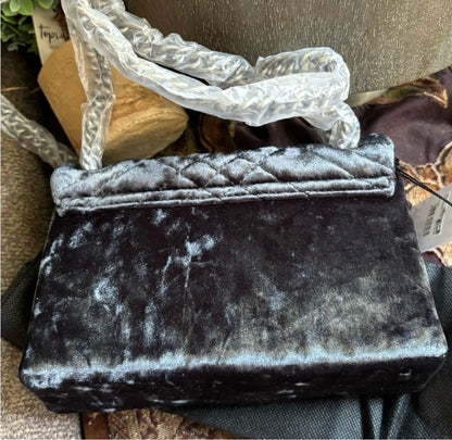 Authentic KURT GEIGER LONDON Velvet multi coloured crystals magnetic closure convertible Crosby/Shoulder bag Ruby Luxury