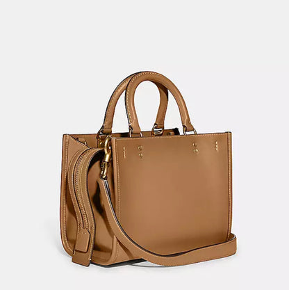Authentic COACH 1941 glovetanned leather sequins lips 3 compartments satchel/shoulder/Crosby - Ruby Luxury