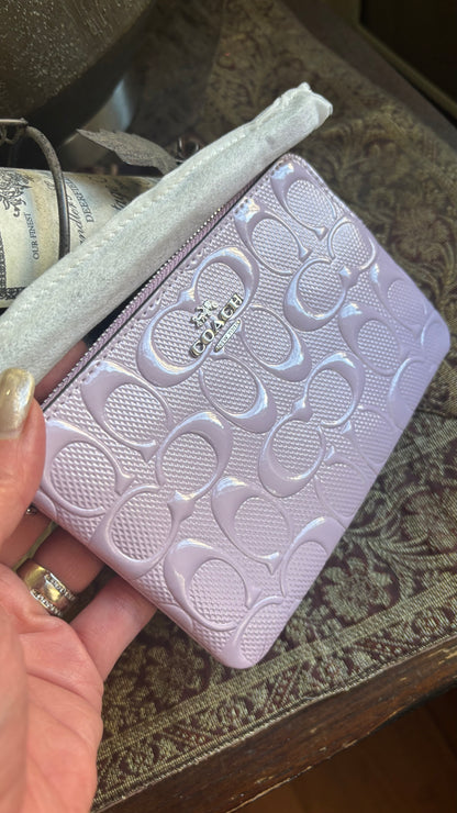 Coach Patent Signature Heart Charm Wristlet