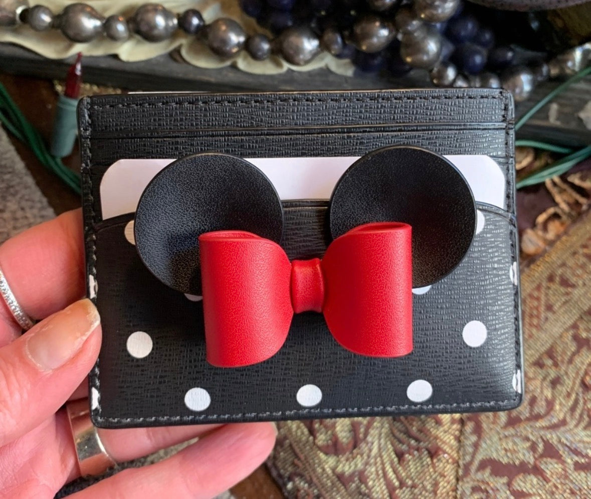Authentic KATE SPADE Saffiano leather Minnie Mouse Disney card case Ruby Luxury