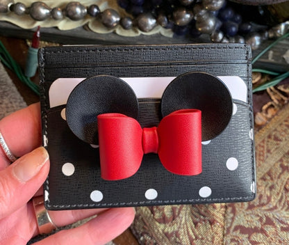 Authentic KATE SPADE Saffiano leather Minnie Mouse Disney card case Ruby Luxury