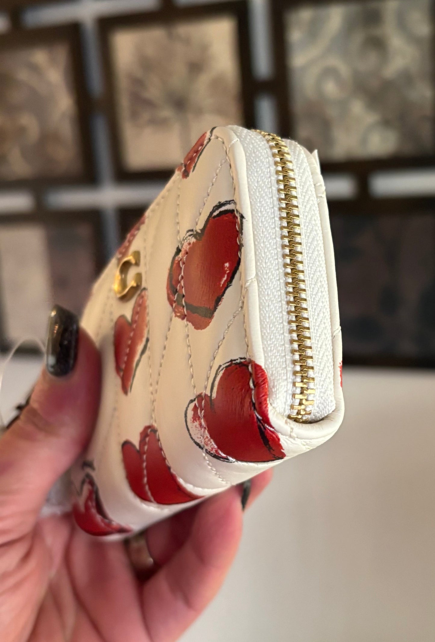 Authentic Coach 1941 Nappa leather Heart zip around 3 compartments wallet. Ruby Luxury
