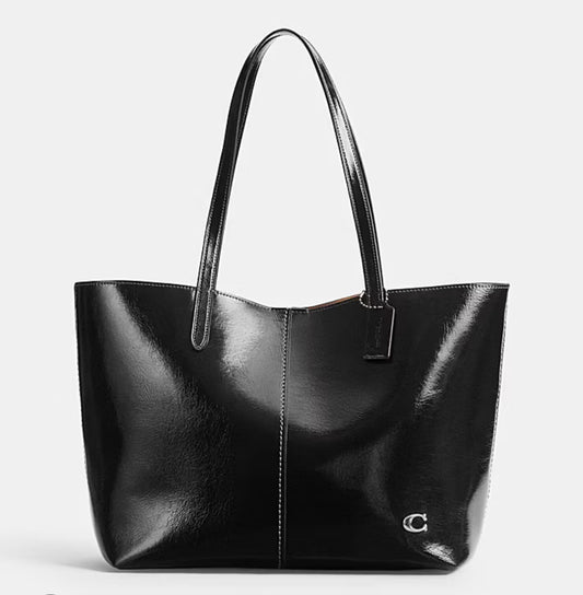 Authentic COACH 1941 patent Leather magnetic closure large Tote Bag Ruby Luxury