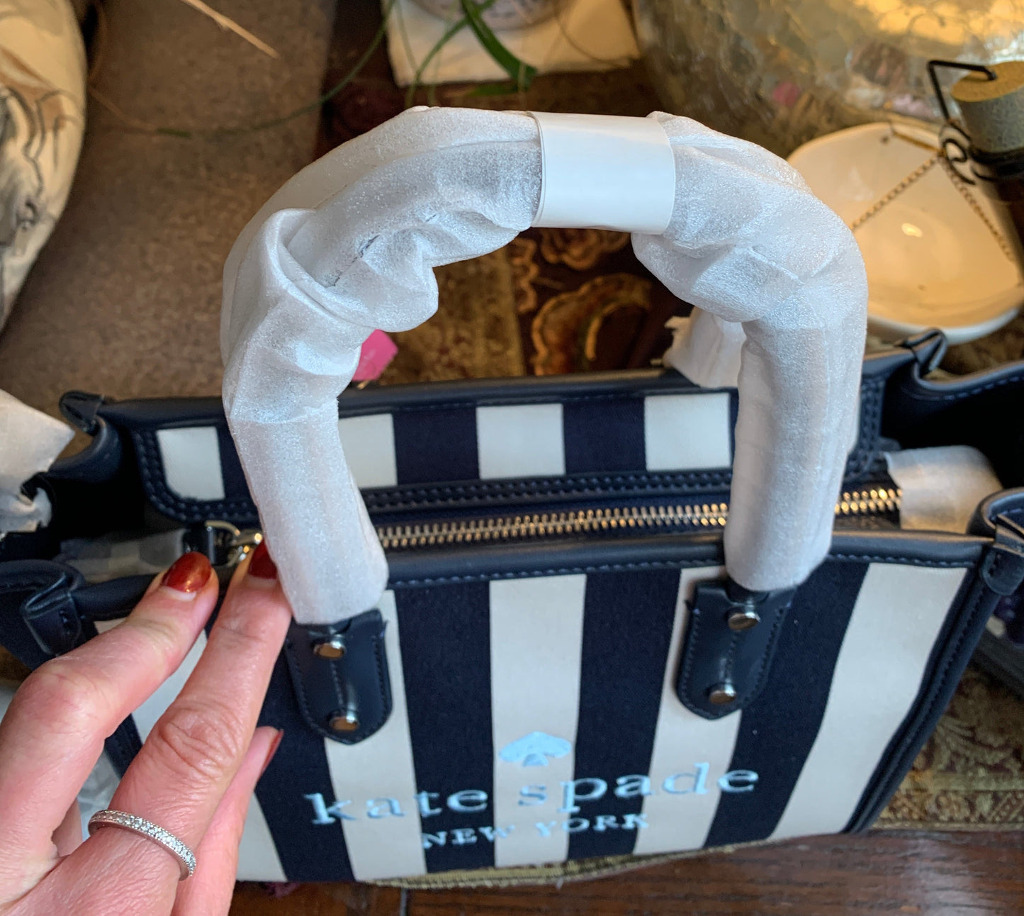 Authentic KATE SPADE Thick canvas and leather trim top zip Satchel/Crosby Ruby Luxury