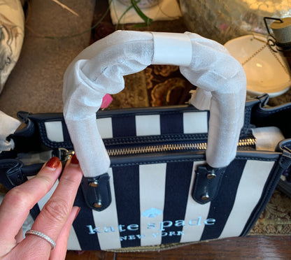 Kate Spade Striped Canvas and Leather Satchel