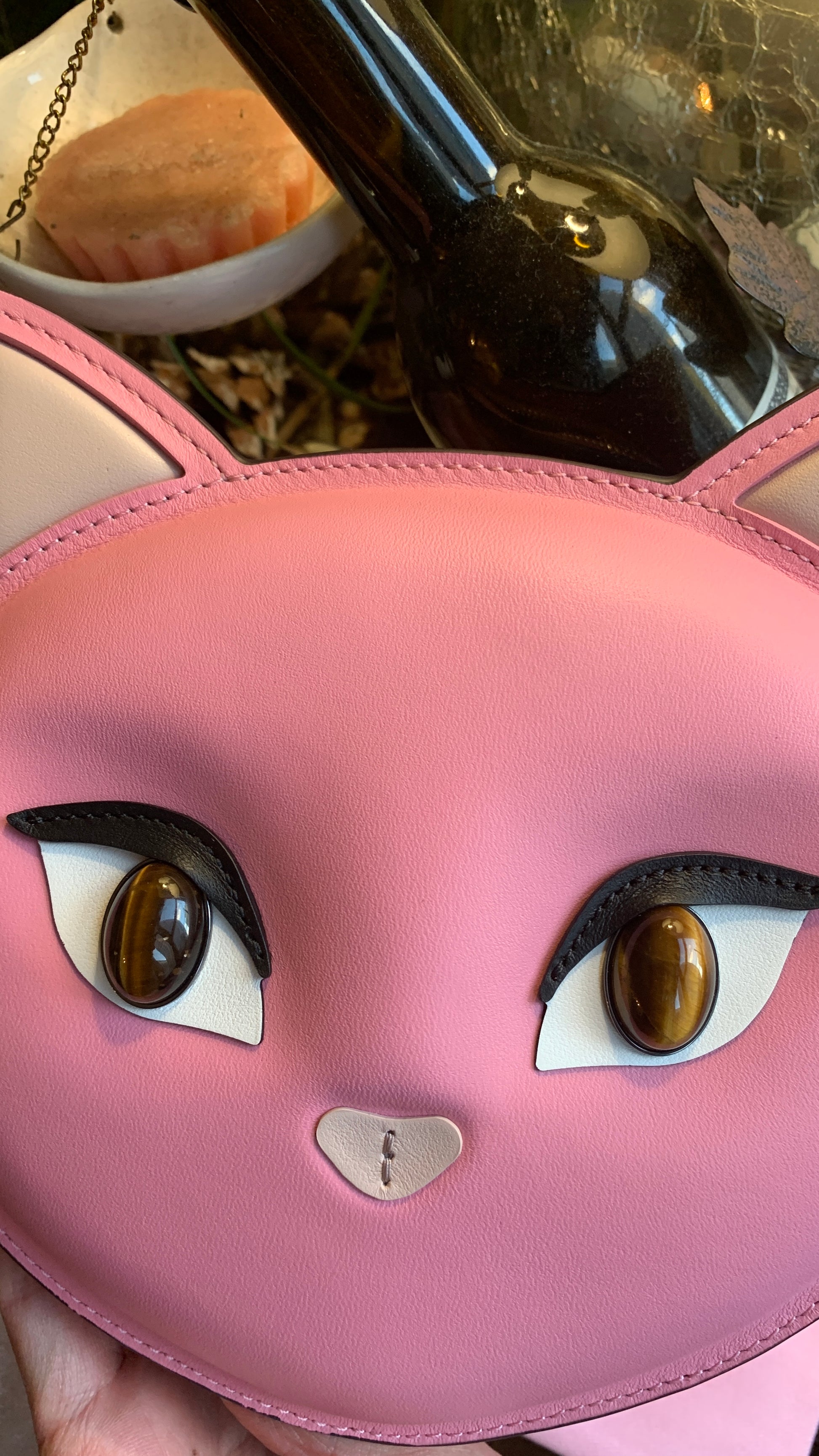 Authentic KATE SPADE Italian leather Cat Meow Chain Crossbody Ruby Luxury