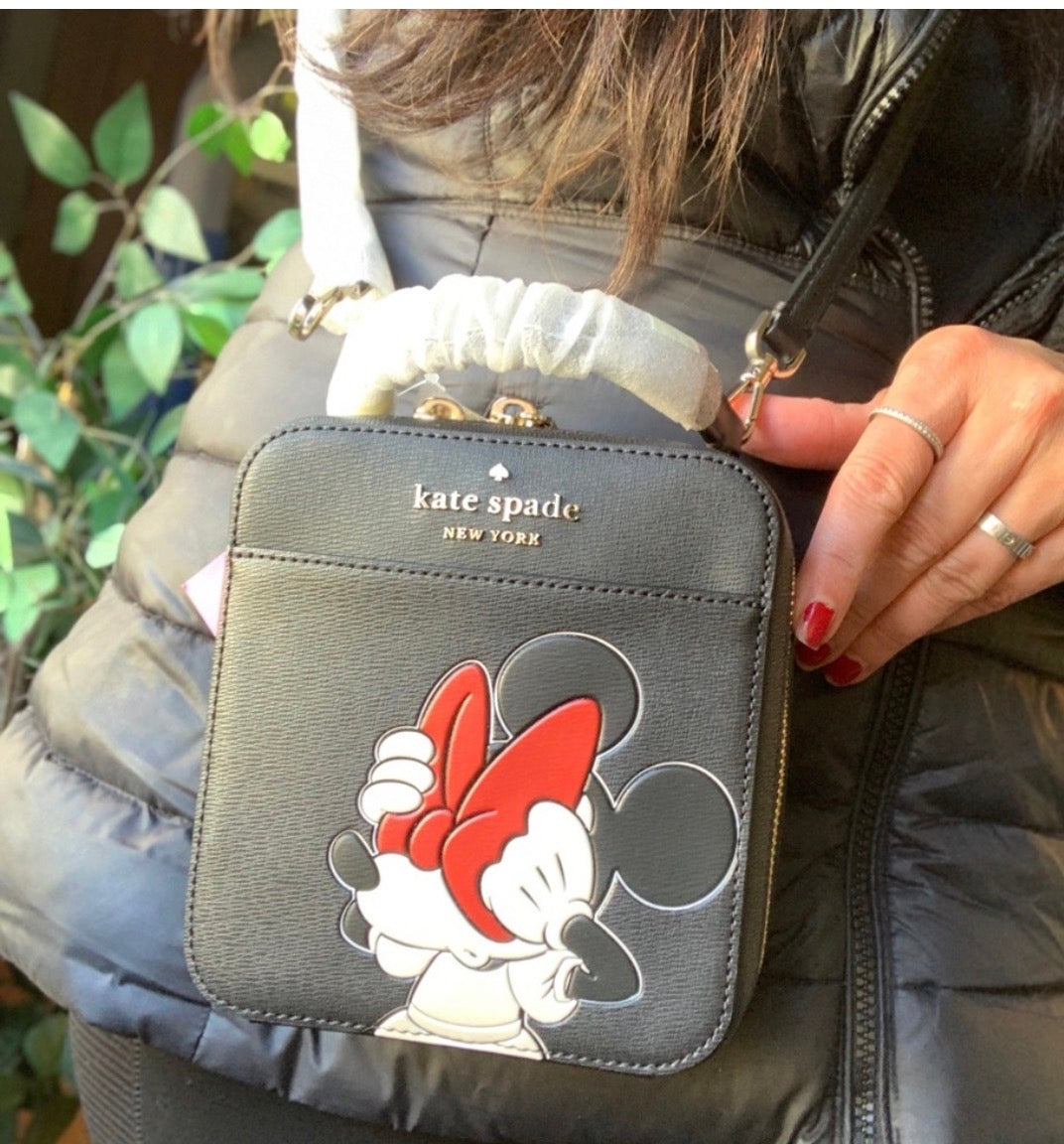 Authentic KATE SPADE leather Minnie Mouse Disney X zip around Crosby/Satchel Ruby Luxury