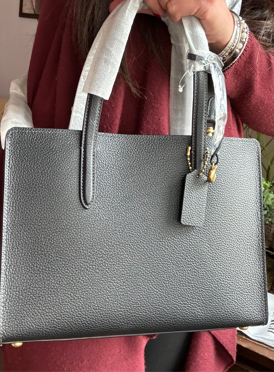 Authentic COACH 1941 pebbled leather 3 compartments 2way zip Satchel/Crosby Ruby Luxury