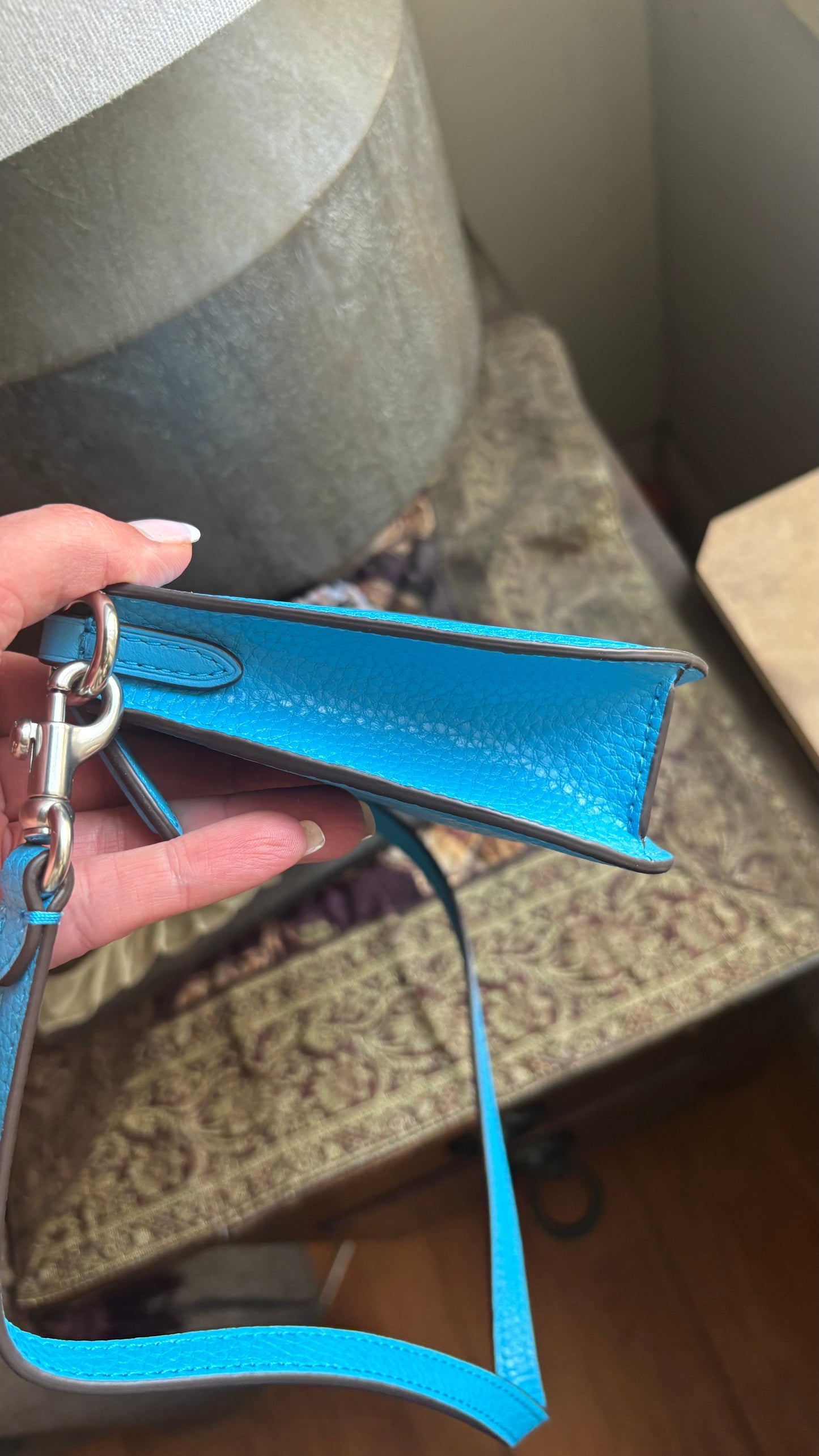 Authentic CoachTopia blue Leather zip curved Shoulder Bag Ruby Luxury