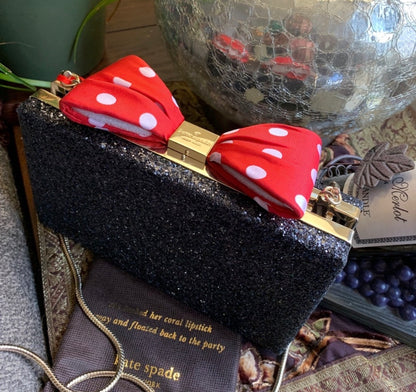 Authentic Kate Spade glitter leather Minnie L.EDITION BOX CLutch or Crosby Ruby Luxury