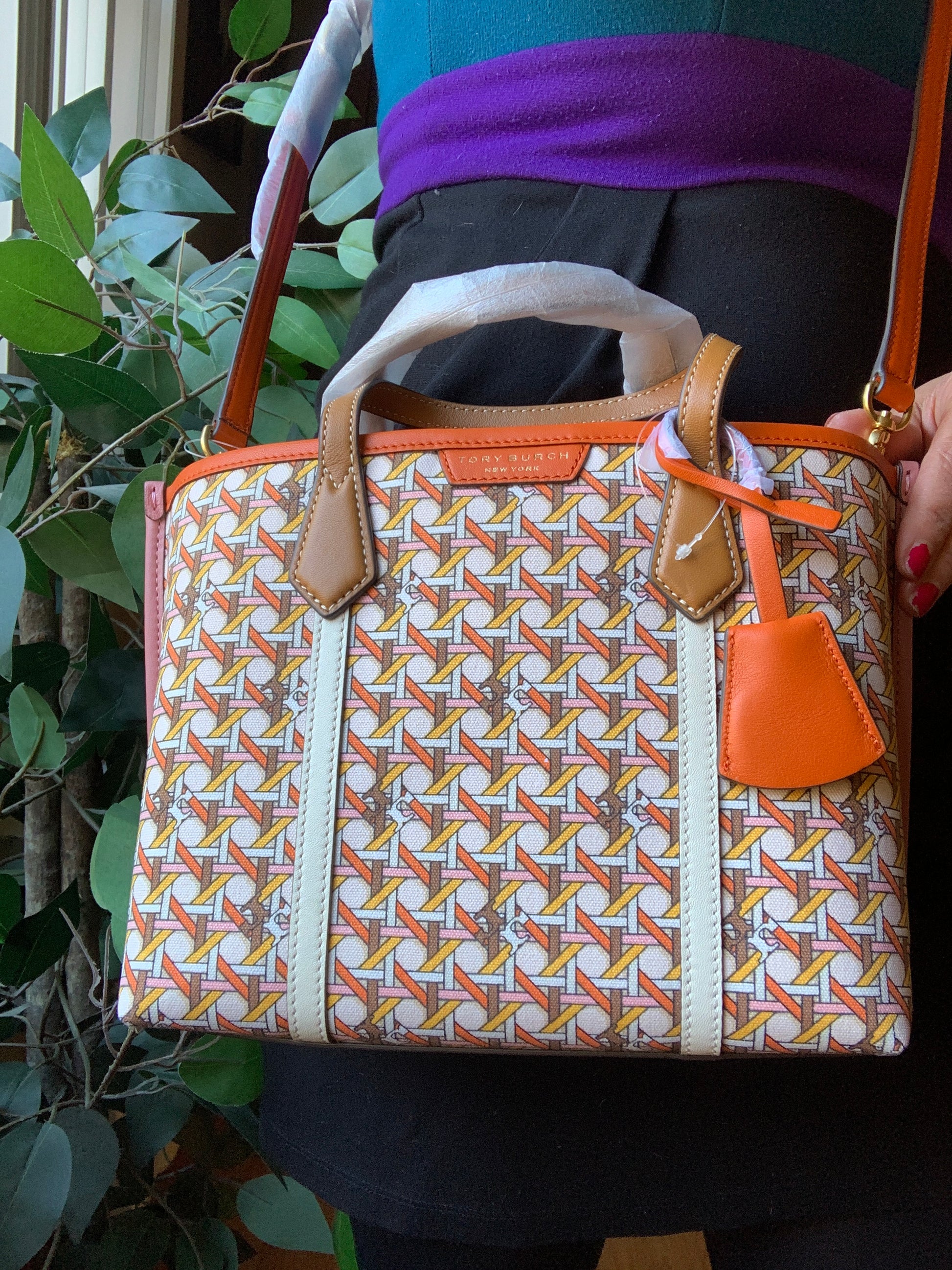 Authentic TORY BURCH LINK triple compartments satchel/Crosby Ruby Luxury