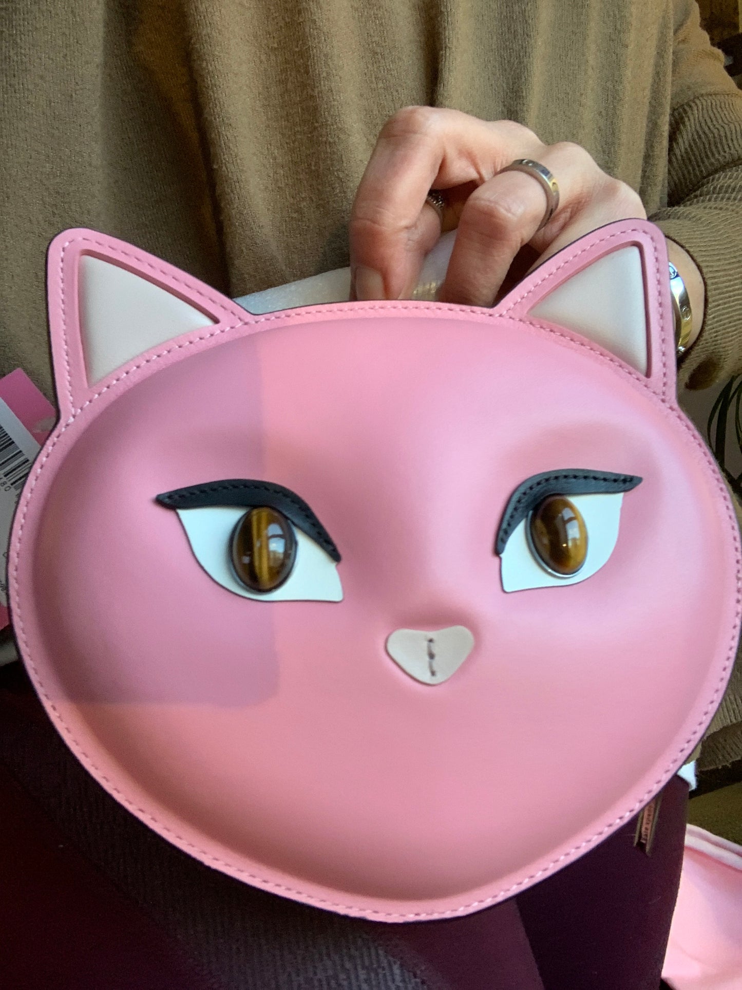 Authentic KATE SPADE Italian leather Cat Meow Chain Crossbody Ruby Luxury