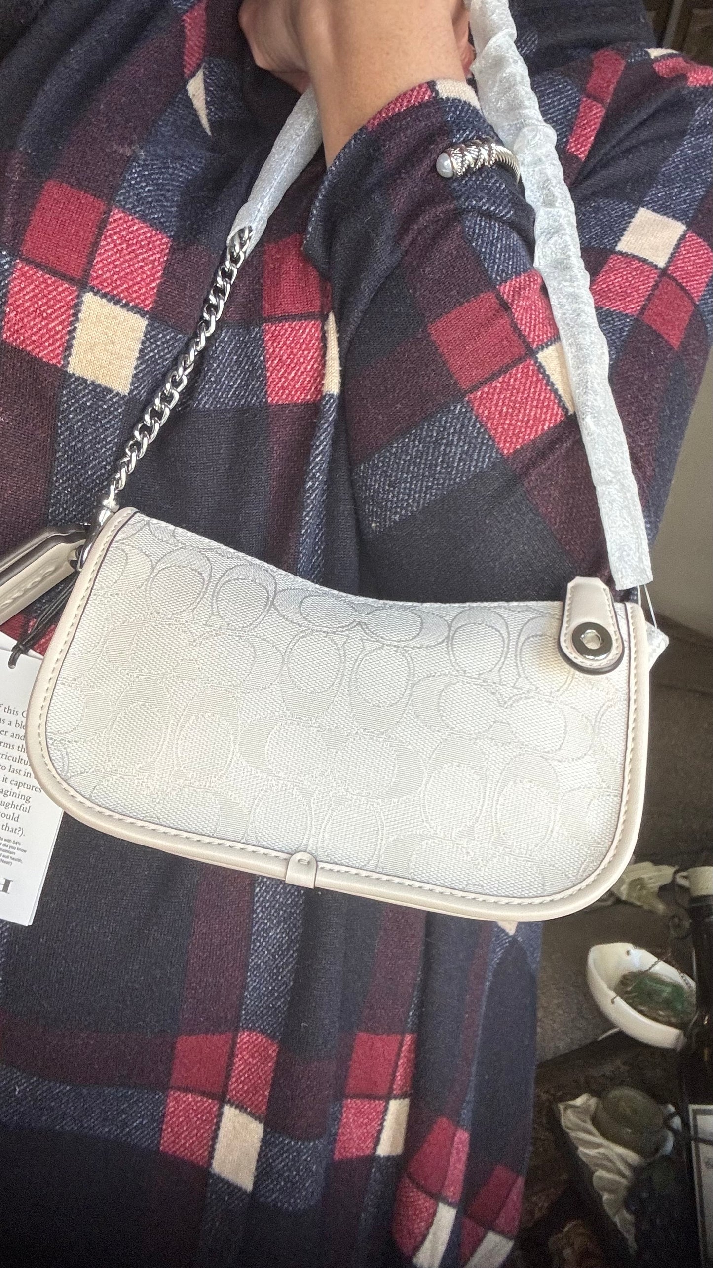 Authentic COACH 1941 signature Jacquard /Glovetanned Leather turnlock zip closure shoulder/Crosby/Clutch Ruby Luxury