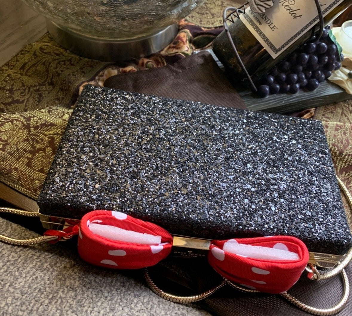 Authentic Kate Spade glitter leather Minnie L.EDITION BOX CLutch or Crosby Ruby Luxury