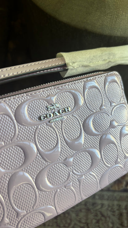 Coach Patent Signature Heart Charm Wristlet
