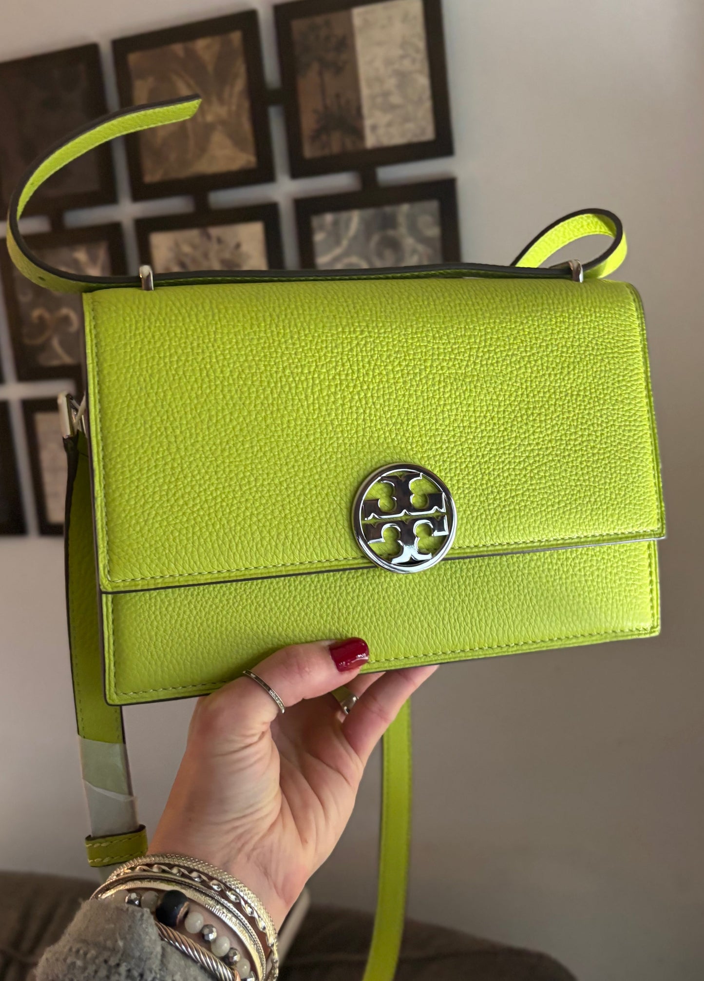 Authentic TORY BURCH Leather Double T magnetic flap shoulder/Crosby convertible L.Edition Ruby Luxury