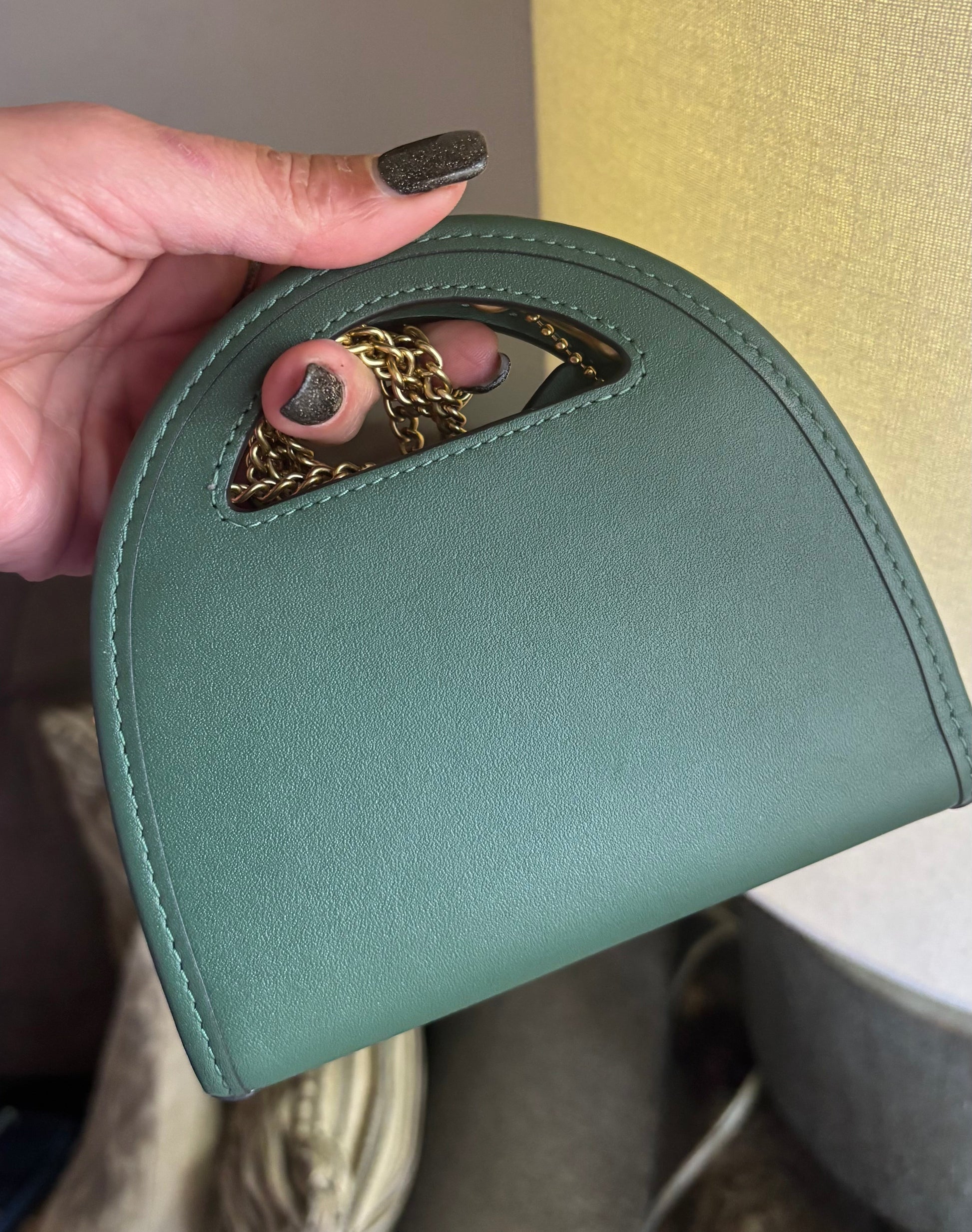 Authentic COACH 1941 Elegant Green Glovetanned leather Chain Shoulder Bag/Wallet/clutch Ruby Luxury